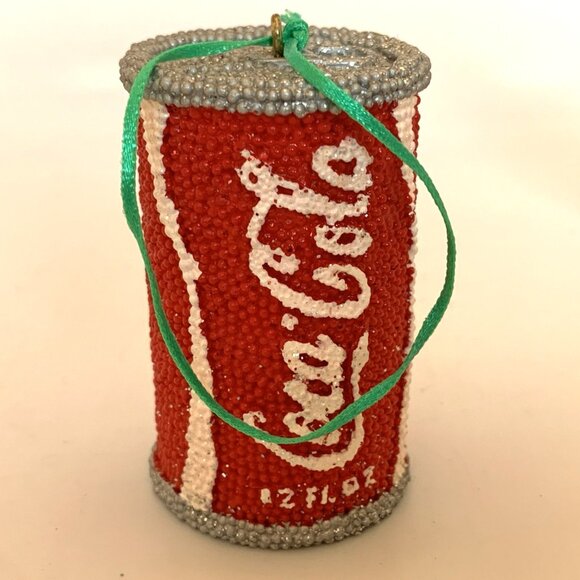 4 Coca-Cola Glitter Ornaments Diner Coke Can Bottle Cap Polar Bear Christmas Vtg - Picture 11 of 13